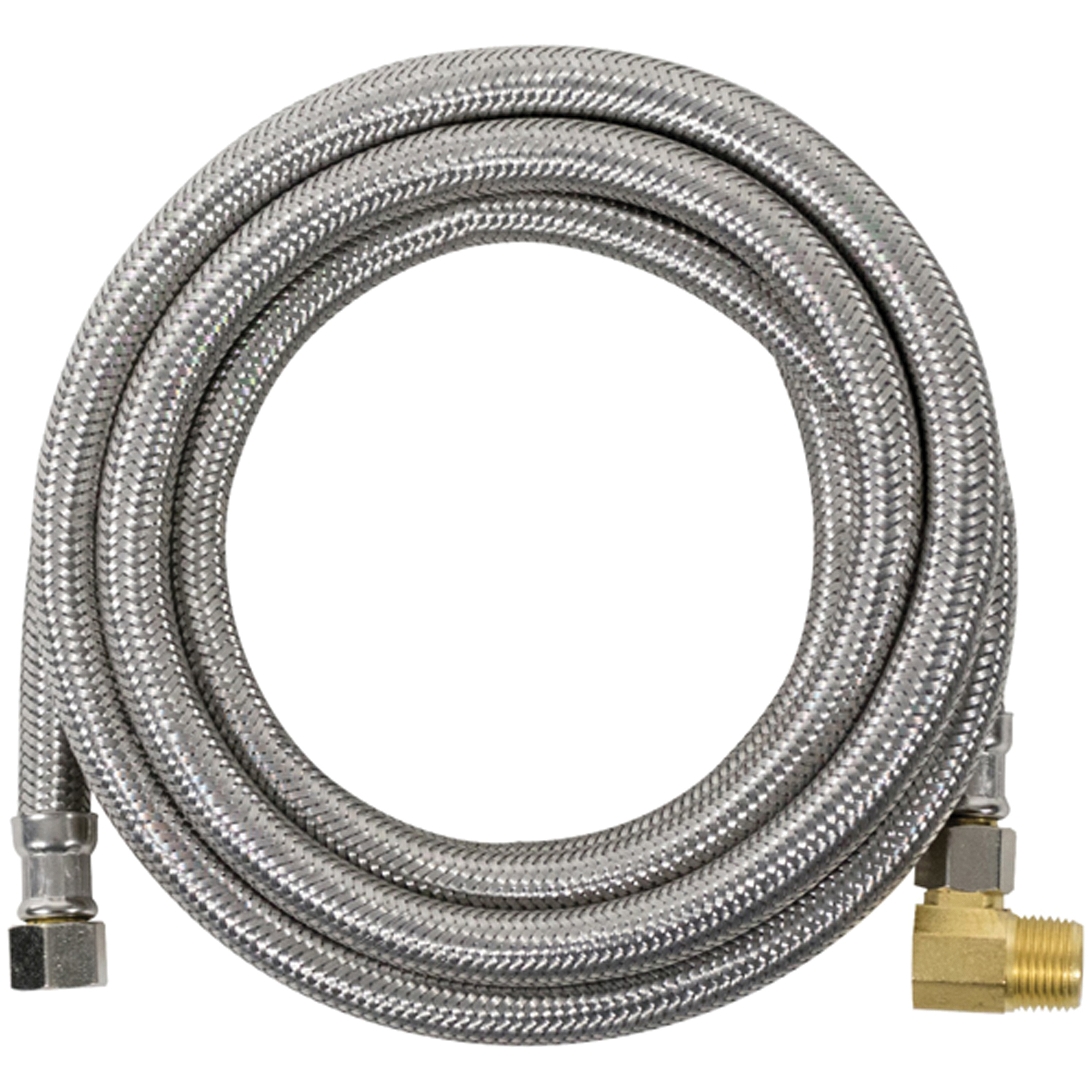 Certified Appliance Accessories Braided Stainless Steel Dishwasher Connector with Angled Elbow — 3/8in. FCM x 3/8in. FCM, 8ft., Model# DW96SSBL